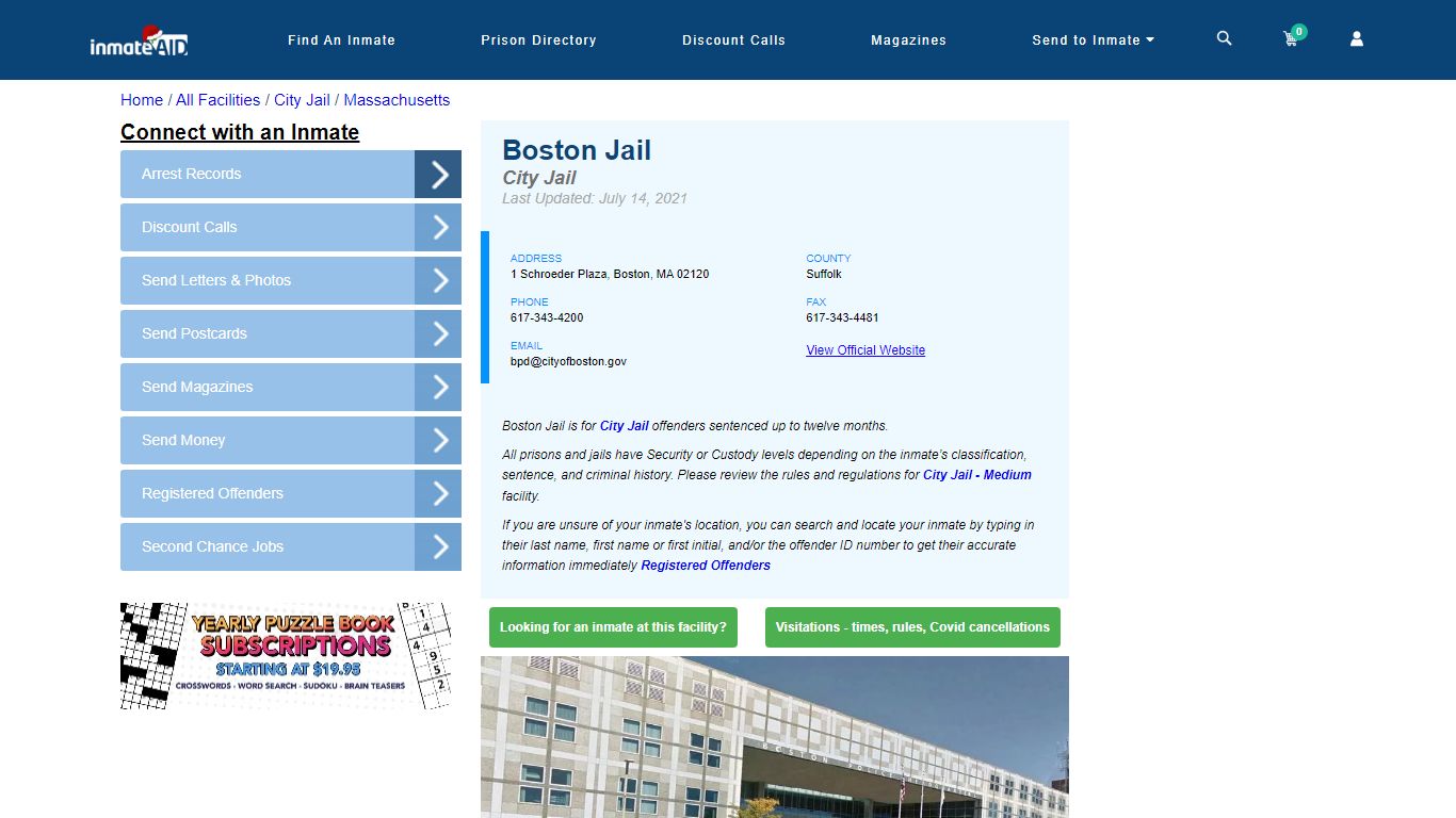 Boston Jail | Inmate Locator